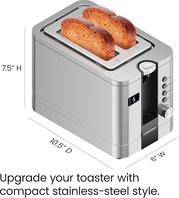 Chefman 2-Slice Digital Toaster, Stainless Steel, Extra-Wide Slots - Image 9