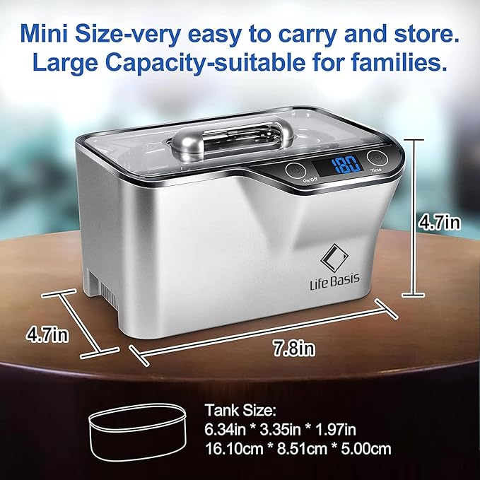 LifeBasis Ultrasonic Cleaner, Professional 45kHz Ultrasonic Jewelry Cleaner 20 - Image 7