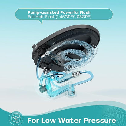 HOROW Black Smart Toilet with Pump and Bidet Built In, Bidet Toilet with Auto - Image 2