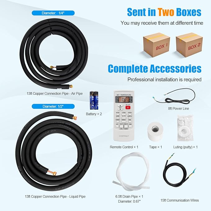 RELAX4LIFE Mini Split Ac/Heating System, 18000 BTU Ductless Mini Split Air - Image 9
