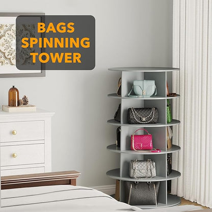 SpaceAid 5 Tier Rotating Shoe Rack Tower, Spinning Shoe Display Lazy Susan - Image 5