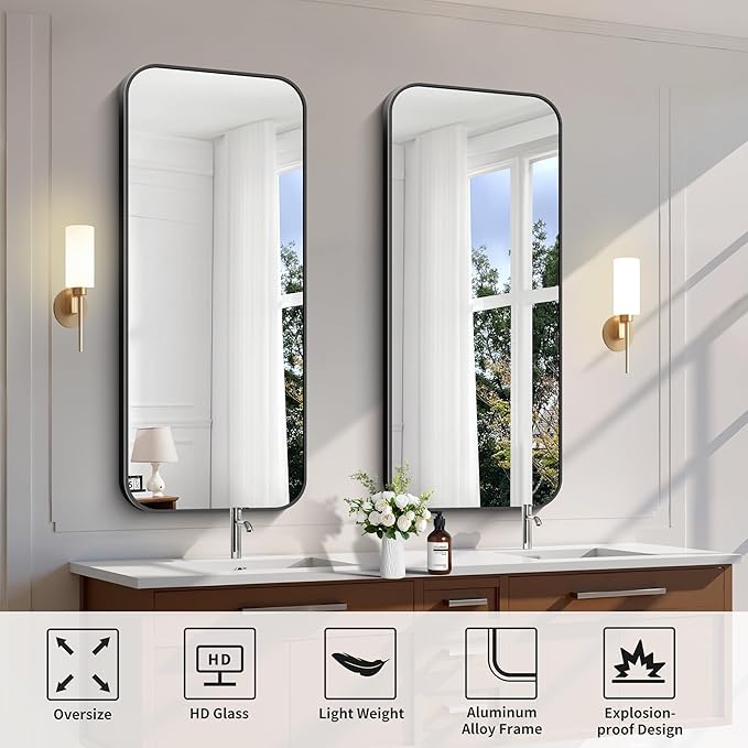 FORBATH Bathroom Mirror 20" x 48", Rectangle Black Bathroom Mirror - Image 7