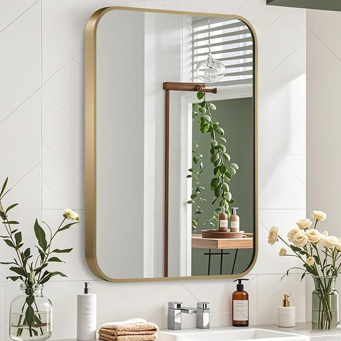 Gold Mirror, 24x36 Inch Framed Rectangle Mirror - Image 7