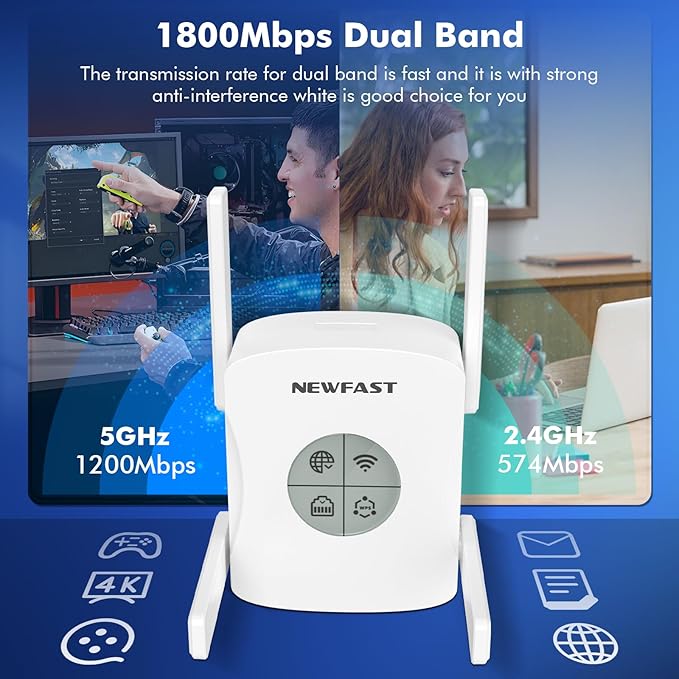 NEWFAST AX1800 WiFi Extenders Signal Booster NF-RE553, Dual Band WiFi 6 Range - Image 3