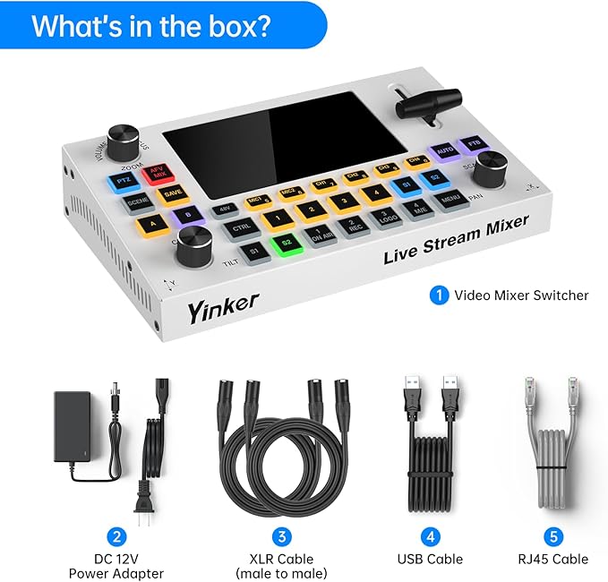 Yinker 5.5 Inch LCD Screen Video Mixer Switcher 4-Channel HDMI Live Stream - Image 6