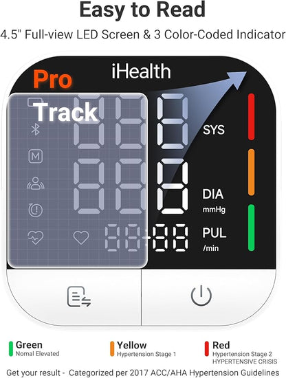 iHealth Track Pro Upper Arm Blood Pressure Monitor, Full-View LED Screen​ - Image 3