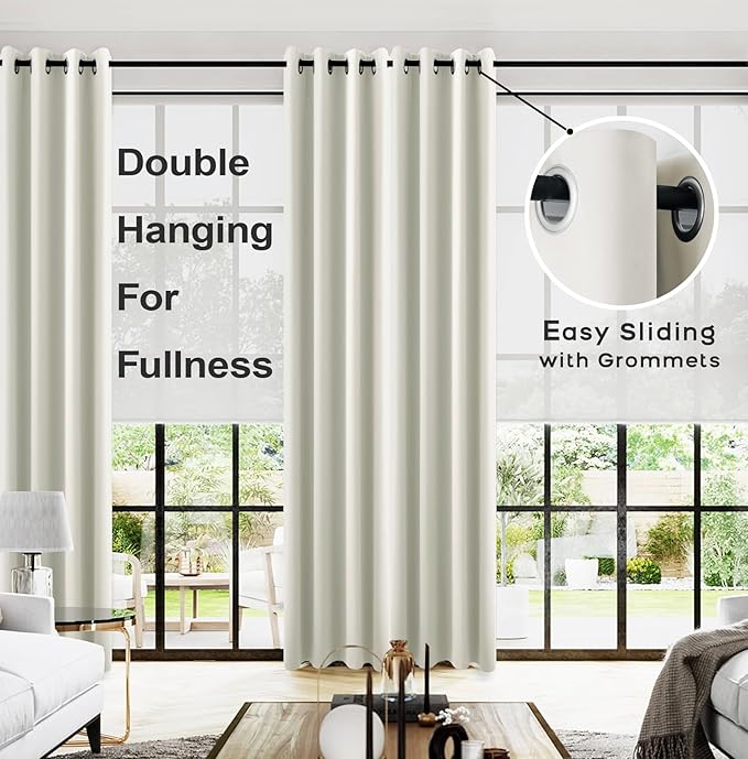 KOUFALL 105 Inch Curtains for Bedroom Living Room, Set 2 Two Panels, 105 in - Image 2