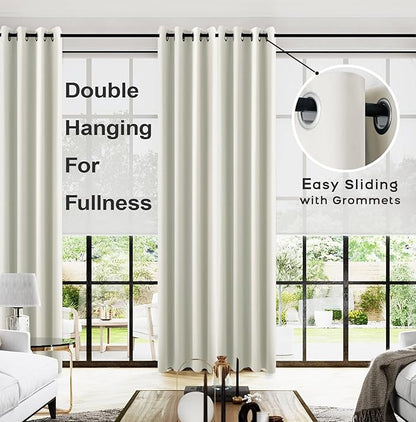 KOUFALL 105 Inch Curtains for Bedroom Living Room, Set 2 Two Panels, 105 in - Image 2