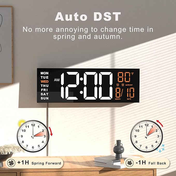 JALL 16" Large Digital Wall Mount Clock, Count Down Timer, Big LED, RGB Color - Image 5