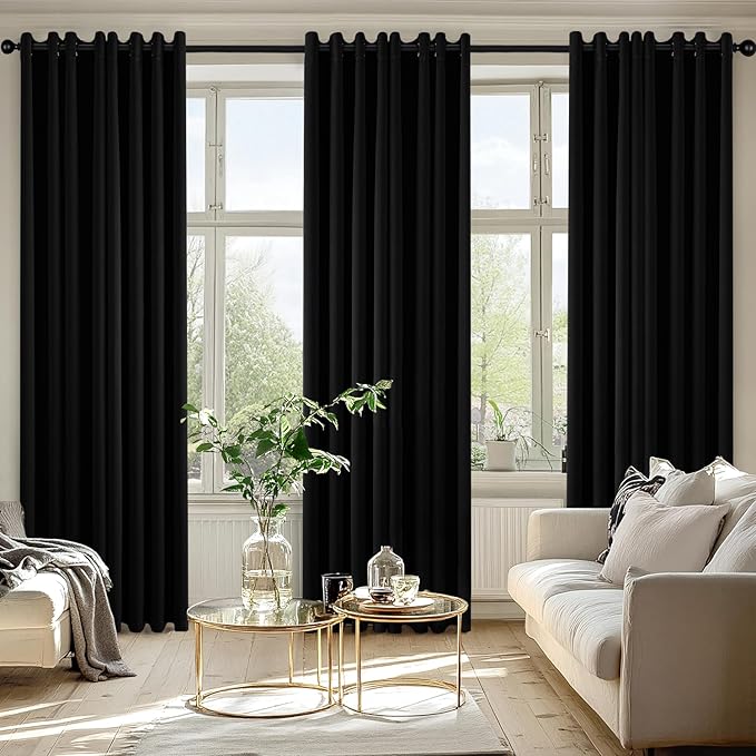 MIULEE Black Blackout Curtains for Bedroom Living Room 84 Inches Long 2 Panels - Image 6
