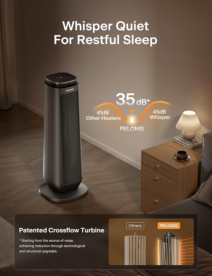 PELONIS PTH15A4BGB Ceramic Tower 1500W Indoor Space Heater - Image 5