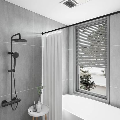 Naiture 304 Stainless Steel 36" Straight Shower Curtain Rod, Black | One-Piece Rod, Cut to Fit, Rustproof, Heavy-Duty Zinc Alloy Flange, Permanent Wall Mount, Mounting Hardware Included