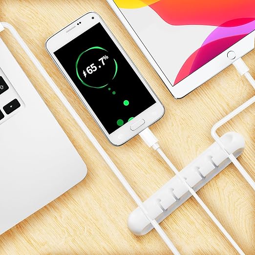 Apromisith USB Cable Organizer Clips Cord Holder, 10 Packs White Self Adhesive - Image 3