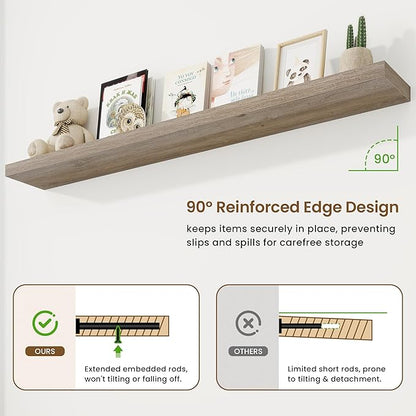 72in Floating Shelves for Wall, Long Wall Mounted Engineered Wood Shelves - Image 5