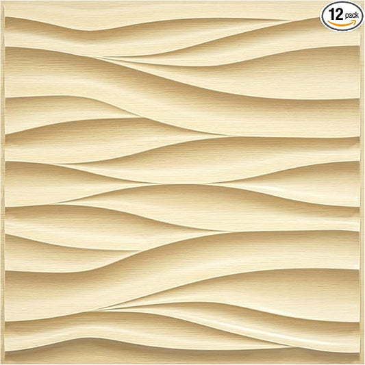 STICKGOO Wave Wall Panels for Interior Wall Decor, Light Oak 3D Wall Panels by STICKGOO
