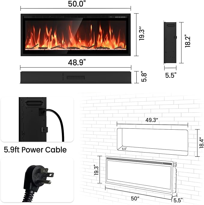 50” Smart Electric Fireplace - Image 8