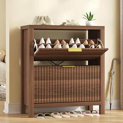 Shoe Cabinet Storage for Entryway, Fluted Shoe Cabinet - Image 3