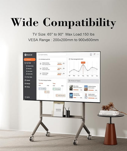 NB Mobile TV Cart, UL Listed, Rolling TV Stand - Image 4
