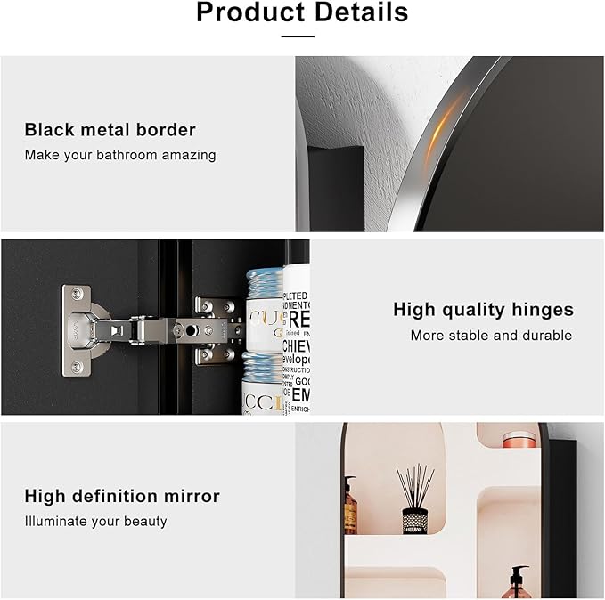 Black Arched Medicine Cabinet - Image 4