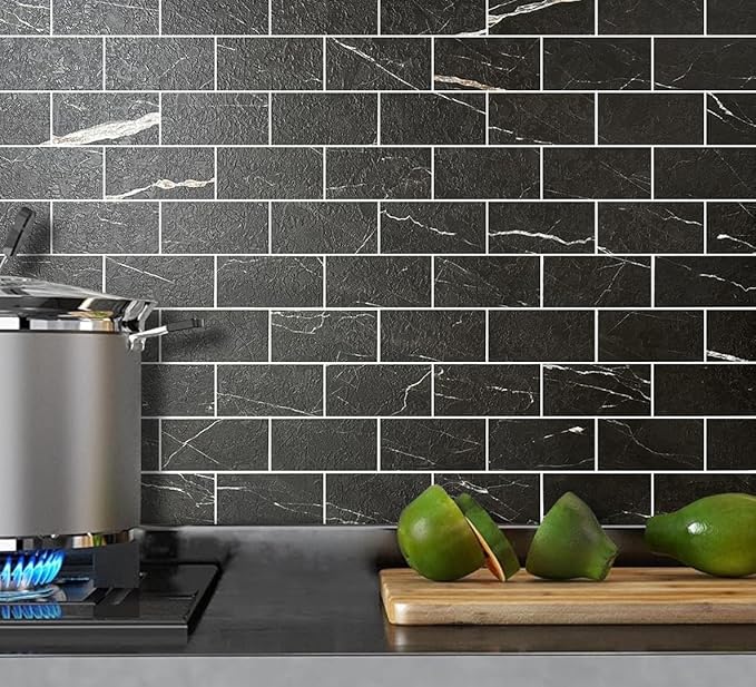 AULIGET 100 Piece Faux Stone Backsplash Peel and Stick PVC Tile, 3 Inch x 6 - Image 2