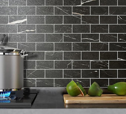 AULIGET 100 Piece Faux Stone Backsplash Peel and Stick PVC Tile, 3 Inch x 6 - Image 2