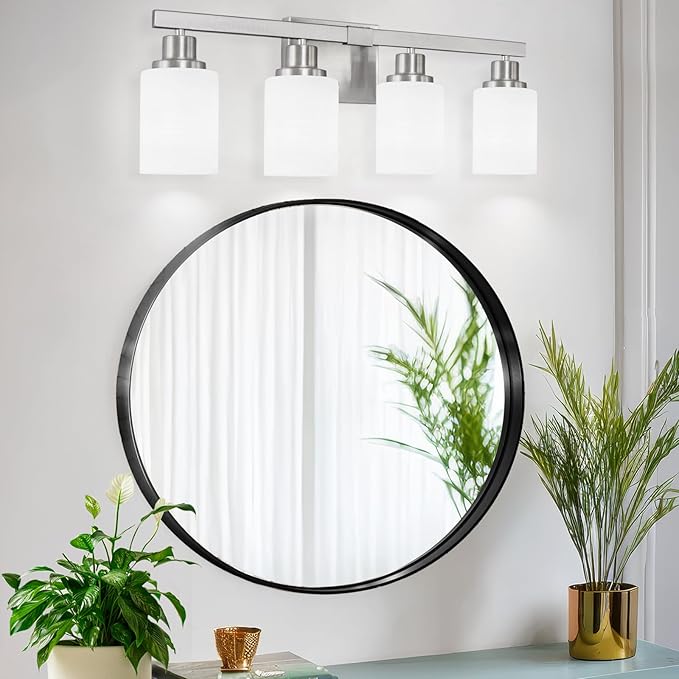 DIKAIDA Bathroom Vanity Light, 4-Light Nickel Modern Bathroom Light Fixtures - Image 7