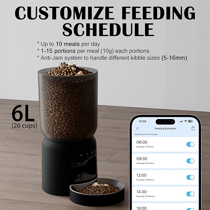 Automatic Cat Feeder with 2K Camera: Cat Food Dispenser with 6L Capacity - Image 2