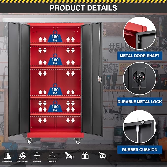 Metal Rolling Storage Cabinet-74.6” Tall Steel File Cabinets - Image 8