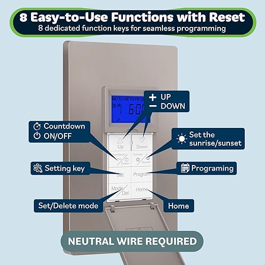 TOPGREENER Digital Astronomic Timer Switch, 7-Day Programmable Sunrise Sunset - Image 3