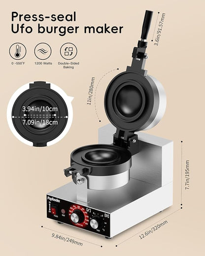 Ufo Burger Maker Machine, 110V Electric Ufo Sandwich Maker w/Adjustable - Image 2