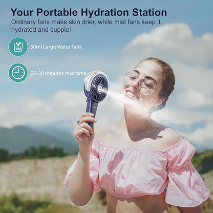 HandFan 4000mAh Upgraded Handheld Misting Fan, 50ml Water Tank, Rechargeable - Image 4