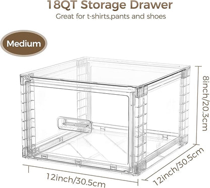 Vtopmart 4 Pack 18QT Clear Stackable Storage Drawers, Easily Assemble Closet - Image 2