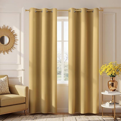 KOUFALL Gold Luxury Blackout Curtains by KOUFALL