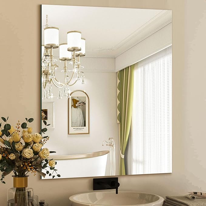 Mirrorons Bathroom Mirror 28"×36", Modern Bathroom Vanity Mirror, Frameless by Mirrorons