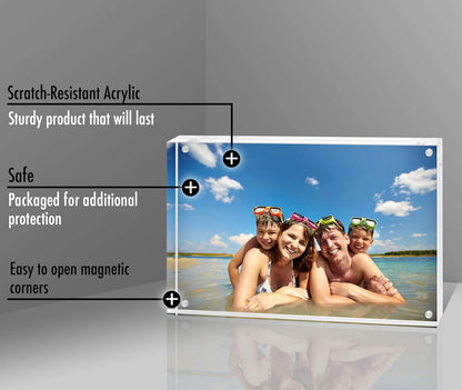 Americanflat 4x6 Acrylic Picture Frame - Double Sided Frames with Magnetic Corners - Transparent Acrylic Frames for Desk or Tabletop Display - 4x6 Picture Frame with Microfiber Cloth Included