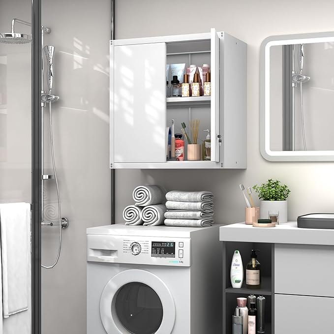 GREATMEET Metal Wall Cabinet, Wall Mounted Storage Cabinet - Image 6