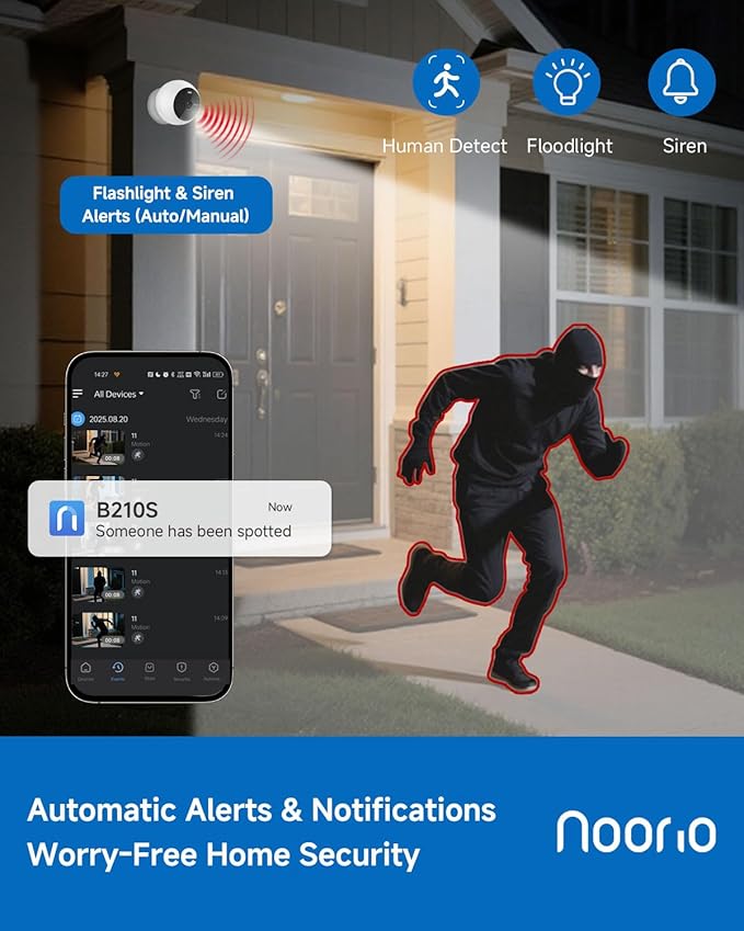 Noorio Security Cameras Wireless Magnetic, 2K Indoor Outdoor Camera - Image 6