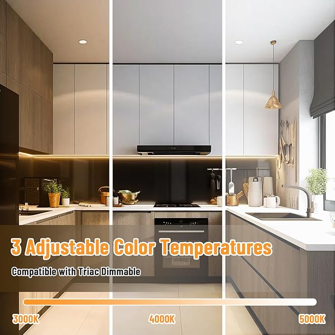 Snyloe 12" LED Under Cabinet Lighting, 8W 600LM, 3 Color Temperatures, - Image 3