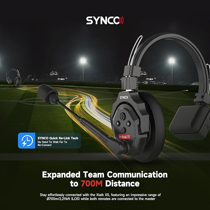 SYNCO XTALK X2 Wireless Headset Intercom System 2.4GHz 400 Meters Noise - Image 2
