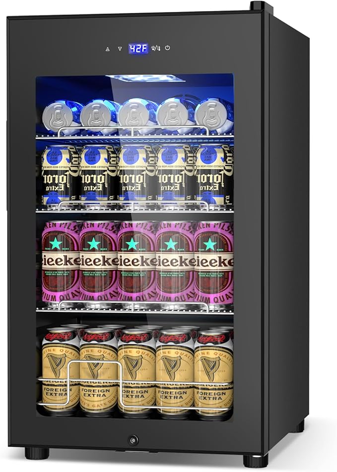 17Inch Beverage Refrigerator and Cooler Freestanding, 96 Cans Mini Fridge - Image 8