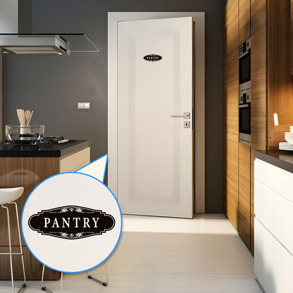 3PCS Bathroom/Laundry Room/Pantry Door Signs Sticker, Self-Adhesive | Weatherproof and Fade-Resistant Vinyl Bathroom Door Decal Decor for Home, House, Business, Office, Apartment（9" x 3.5"）
