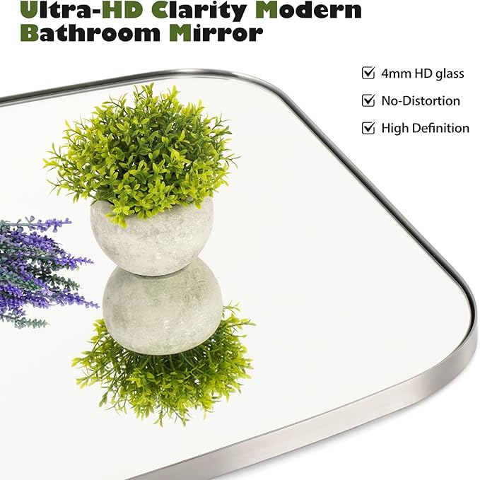 Brushed Nickel Bathroom Mirror, Living Room - Image 2