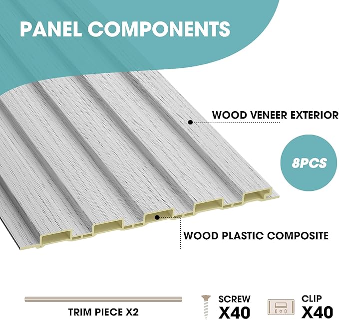 OUZUGIE WPC Acoustic Slat Wall Paneling, Living Room, TV Background, Study Room - Image 4