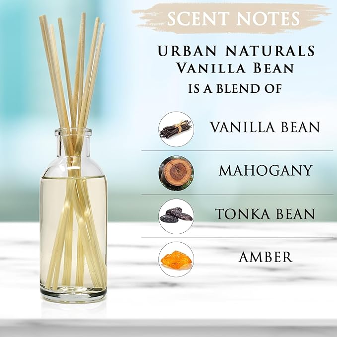 Urban Naturals Vanilla Bean Scented Oil Reed Diffuser Gift Set | Vanilla Cream - Image 6