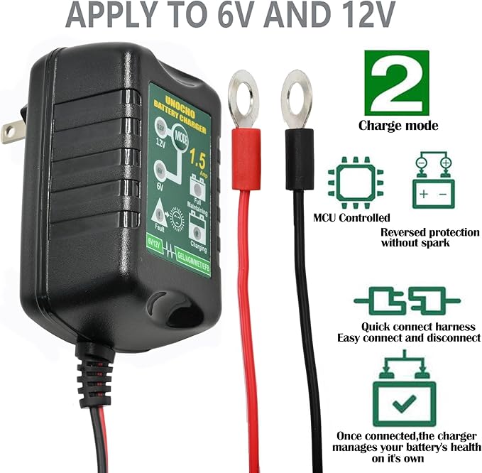 6V 12V Battery Charger 1.5A Automatic Battery maintainer trickle Battery - Image 3
