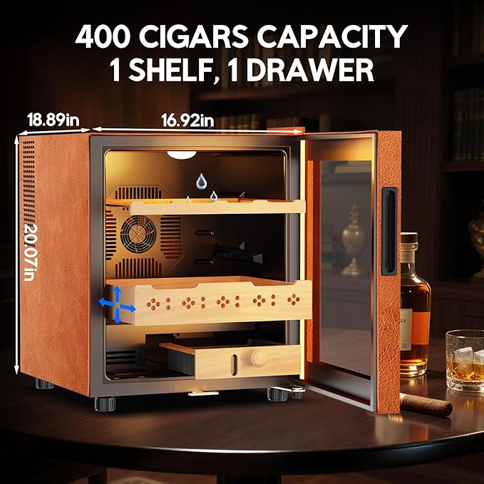 Tylza Leather Trim Cigar Humidor, 50L Cigar Humidor Cabinet - Image 7