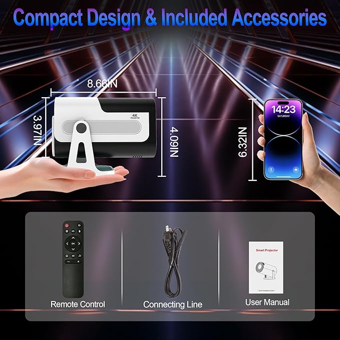 Mini Projector with Dual 5G WiFi and Bluetooth, Built-in App Smart Portable - Image 7