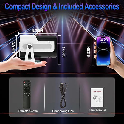 Mini Projector with Dual 5G WiFi and Bluetooth, Built-in App Smart Portable - Image 7