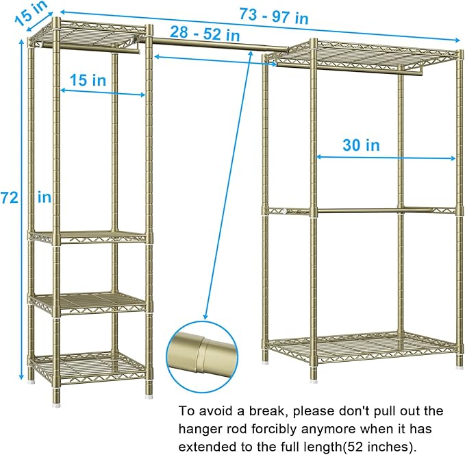 Ulif E10 Clothes Rack（With Stretchable Hanger Rod）Freestanding Clothing Racks - Image 2