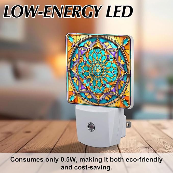 PODMemory Mandala Stained Glass Night Lights Plug into Wall - Image 6